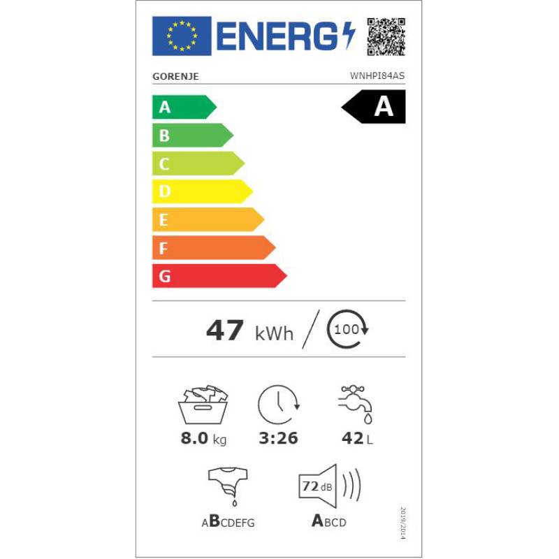 Gorenje Πλυντήριο Ρούχων 8kg 1400 Στροφών W11NHPI84AS -20012961 -(033021601) με 4ετή εγγύηση 