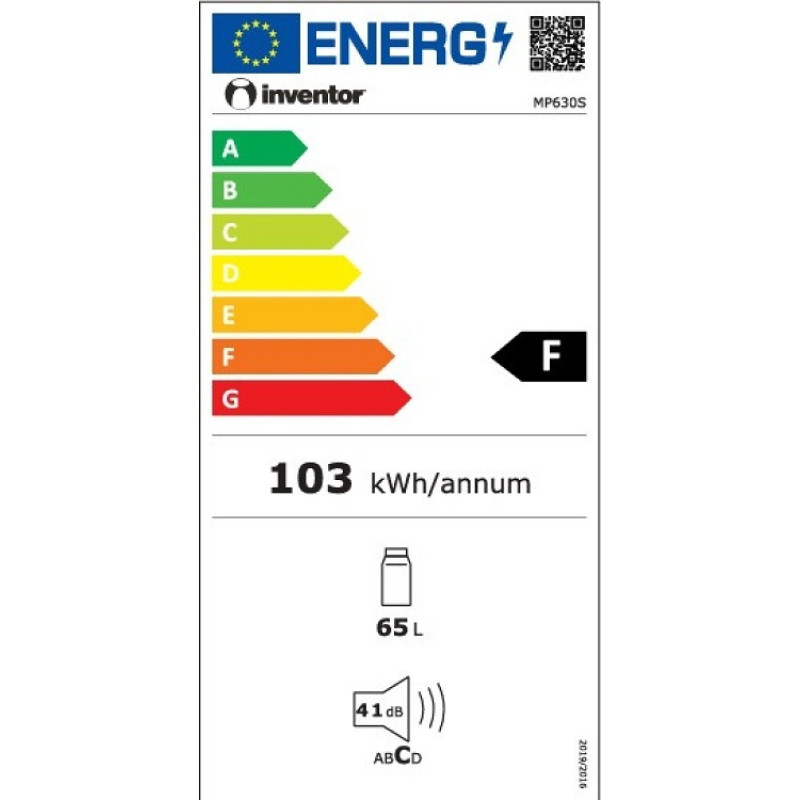 Inventor MP630SE Μονόπορτο Ψυγείο 65lt Υ63xΠ44.5xΒ51cm Inox + εγγύηση 3 χρόνια στην συσκευή