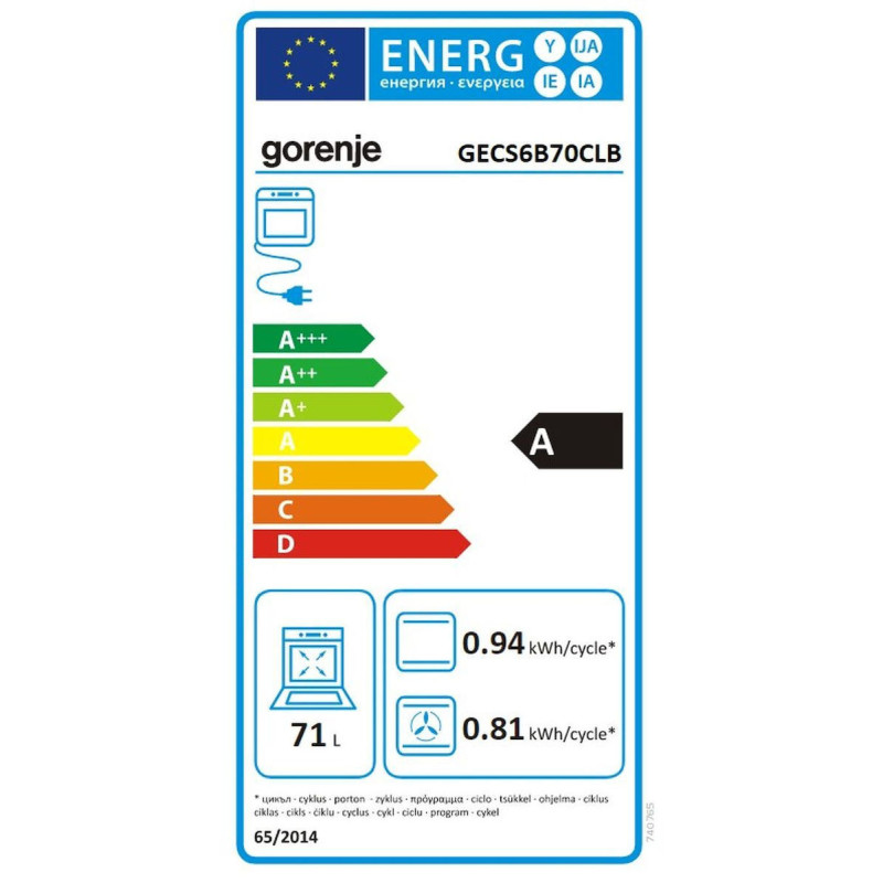 Gorenje GECS6B70CLB Κουζίνα 71lt με Κεραμικές Εστίες Π60εκ. Μαύρη (034064201). με 4ετή εγγύηση 