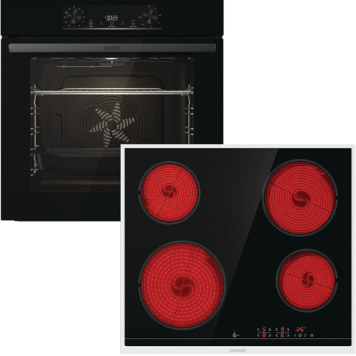 Gorenje BOS6735E06BG + ECT641BX Φούρνος άνω Πάγκου 77lt με Κεραμικές Εστίες Π59.5εκ. Μαύρος (ΕΚΘΕΣΙΑΚΟ)