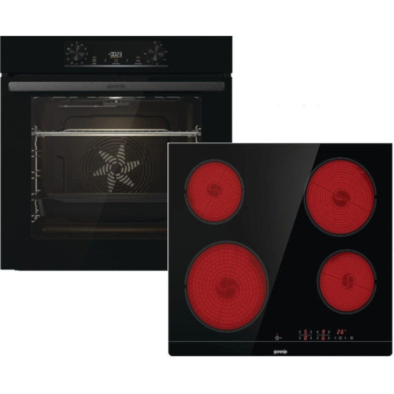 Gorenje BO6735E02BK + ECT641BSC σετ Φούρνος άνω Πάγκου 77lt με Κεραμικές Εστίες Π59.5εκ. Μαύρος με 4ετή εγγύηση 