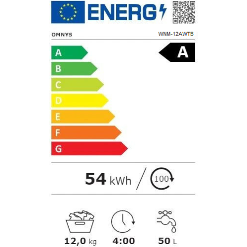 Omnys WNM-12AWTB Πλυντήριο Ρούχων 12kg 1400 Στροφών 