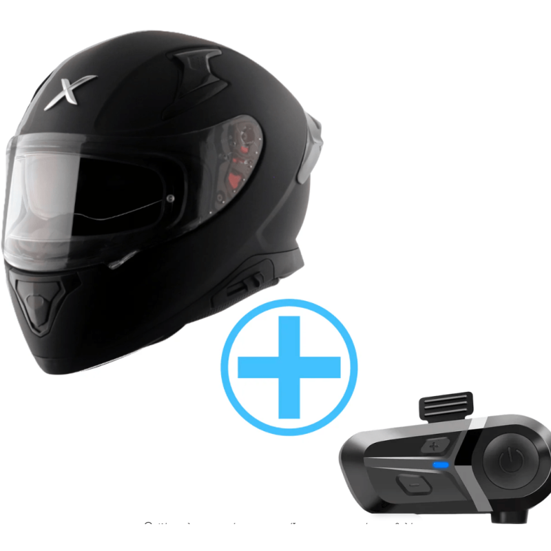 Axor Apex Dull Black Κράνος Μηχανής Full Face ECE 22.06 1600gr με Pinlock και Sunvisor Μαύρο Μάτ SIZE MEDIUM + Δώρο Bluetooth 