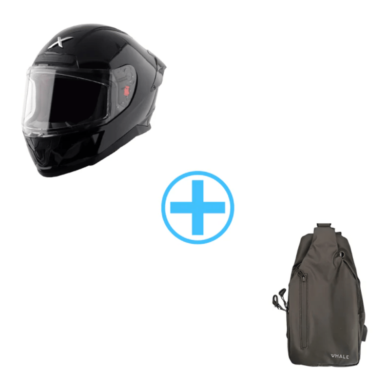 Axor Saber Black Gloss Κράνος Μηχανής Full Face ECE 22.06 1650gr Μαύρο SIZE LARGE + Δώρο crossbody τσάντα 