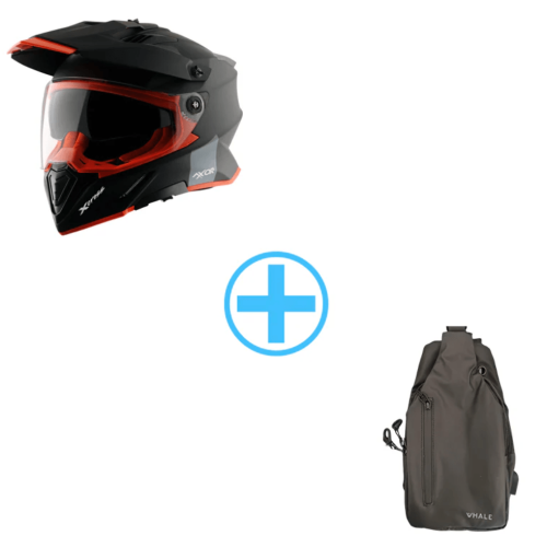 Axor X Cross DV SC Black Orange Dull Κράνος Μηχανής On-Off ECE 22.06 1600gr με Sunvisor SIZE LARGE + Δώρο crossbody τσάντα Μαύρο Πορτοκαλί Μάτ 