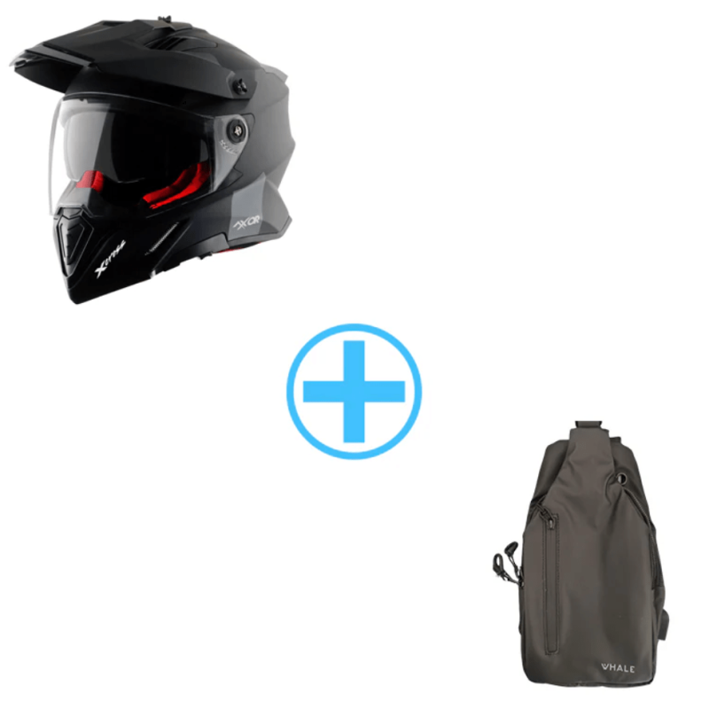 Axor X Cross DV SC Black Red Dull Κράνος Μηχανής On-Off ECE 22.06 1600gr με Sunvisor SIZE LARGE + Δώρο crossbody τσάντα 