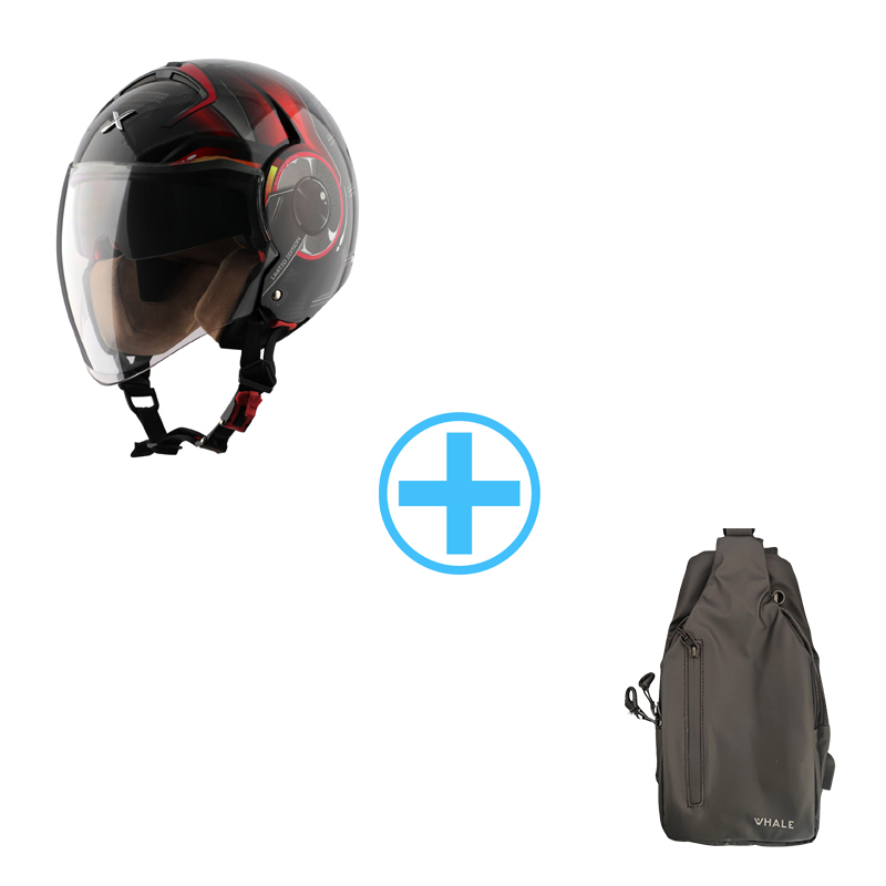 Axor Striker Hitman Κράνος Μηχανής Open Face - Jet ECE 22.06 1150gr με Sunvisor SIZE MEDIUM + Δώρο crossbody τσάντα