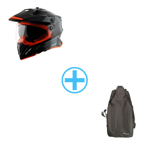 Axor X Cross DV SC Black Orange Gloss Κράνος Μηχανής On-Off ECE 22.06 1600gr με Sunvisor SIZE MEDIUM + Δώρο crossbody τσάντα Μαύρο Πορτοκαλί 