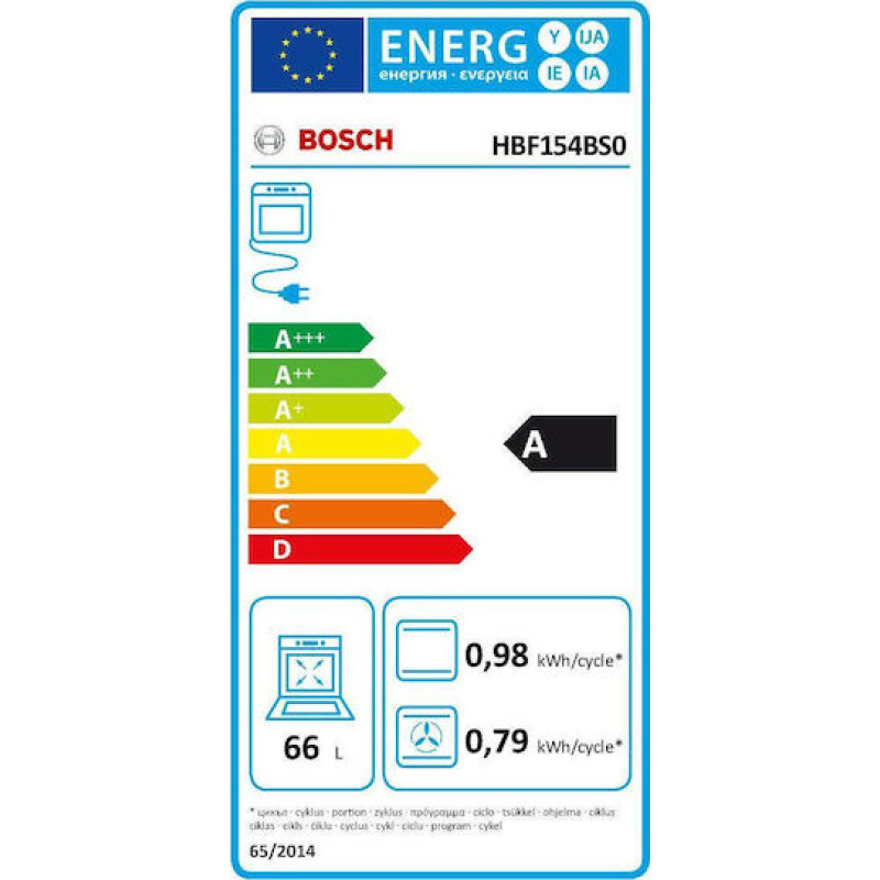 Bosch HBF154BS0 Φούρνος άνω Πάγκου 66lt χωρίς Εστίες Π59.4εκ. Inox