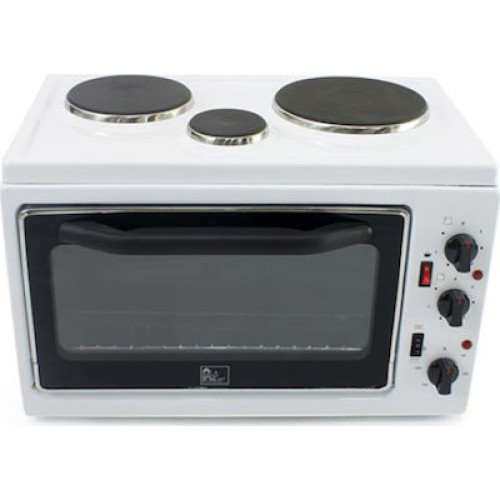 M3C WHITE Ηλεκτρικό φουρνάκι 24lt με τρεις εστίες μαγειρέματος