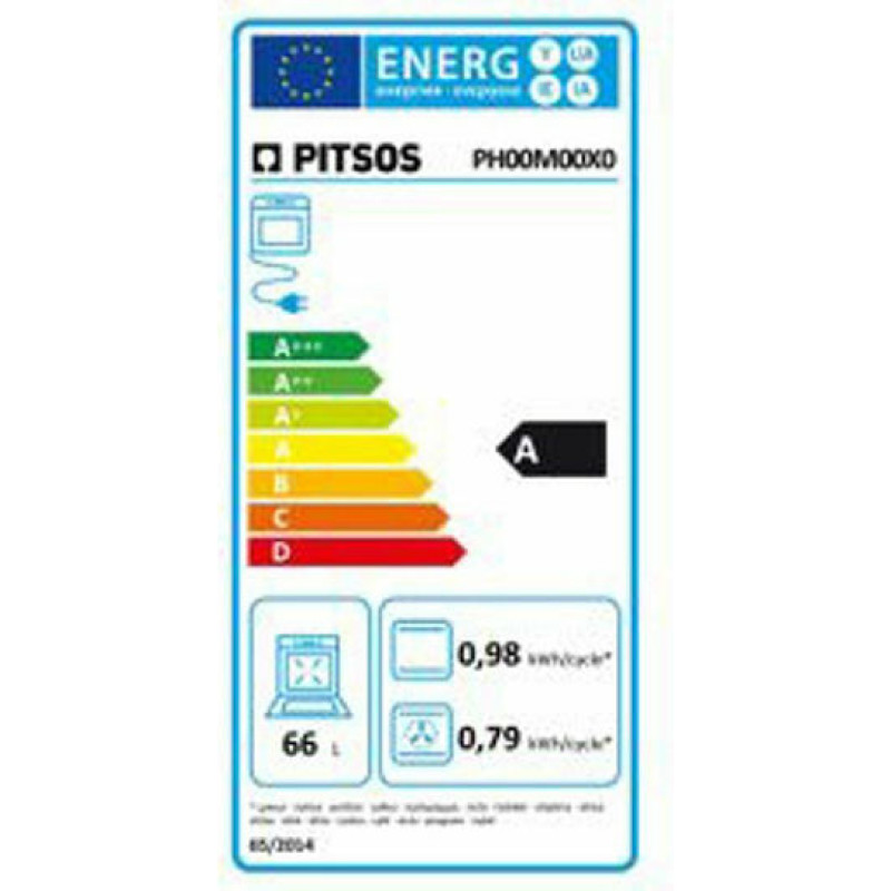 Pitsos PH00M00X1 Φούρνος άνω Πάγκου 66lt Π59.4εκ. Inox