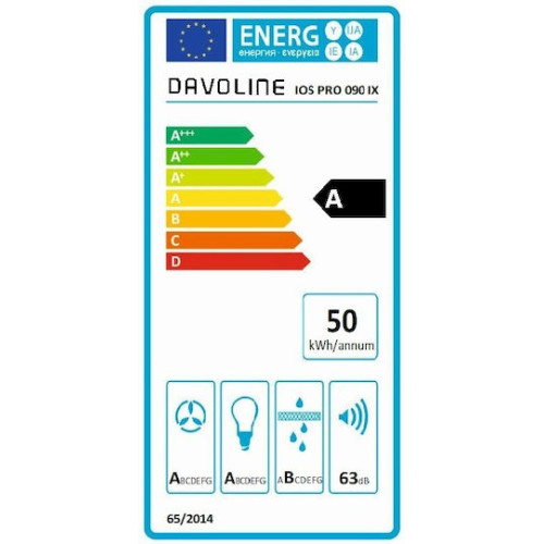 Davoline IOS Ultra 90 IX Συρόμενος Απορροφητήρας 90cm Inox