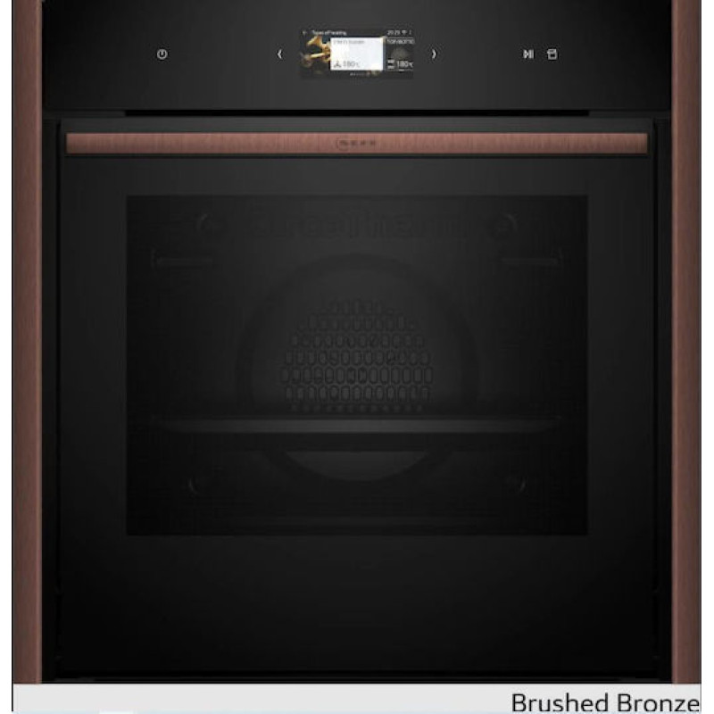 Neff NVS60E6A0 (B69VS3AY0+Z9060BY0) Φούρνος άνω Πάγκου 71lt Π60εκ. Flex Design με Slide & Hide και 4,1" TFT οθόνη με πλήκτρα αφής Brushed Bronze + Δώρο το βαθύ ταψί Z12CM10A0