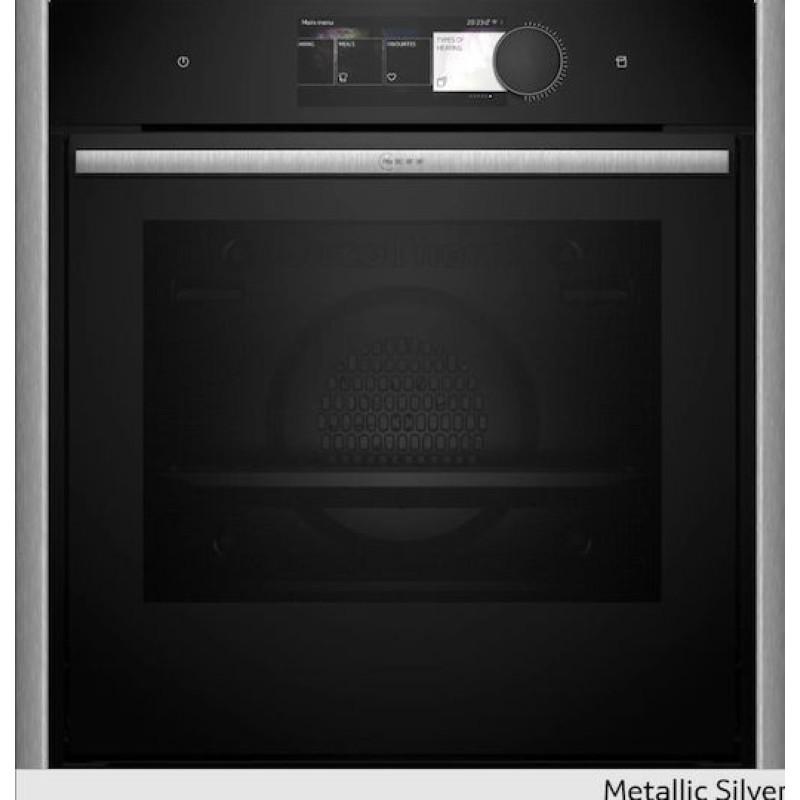 Neff  NVS60P6M0 (B69VY7MY0+Z9060MY0) Φούρνος άνω Πάγκου 71lt ,Π60εκ. Flex Design Vario Steam με Slide & Hide® και Flex Control Πυρολυτικός+ Easy Clean ,Metallic Silver + Δώρο το βαθύ ταψί Z12CM10A0