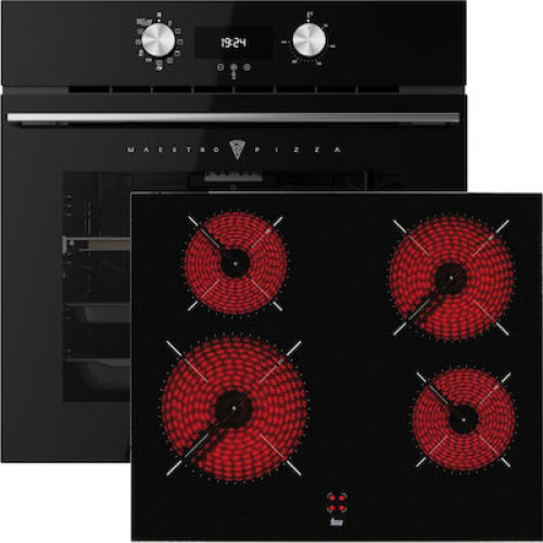 Teka TEKA HLB 8510 P + TBC 64010 TTC - ΠΥΡΟΛΥΤΙΚΟΣ MAESTRO PIZZA Φούρνος άνω Πάγκου 70lt με Κεραμικές Εστίες Π59.5εκ. Μαύρος