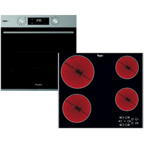 Whirlpool OMK58HR0X & AKT8090NE Φούρνος άνω Πάγκου 71lt με Κεραμικές Εστίες Π59.5εκ. Inox
