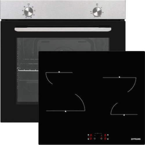 Pyramis PO78010008SIX + PHC61410FMB Φούρνος άνω Πάγκου 78lt με Κεραμικές Εστίες Π59.5εκ. Inox