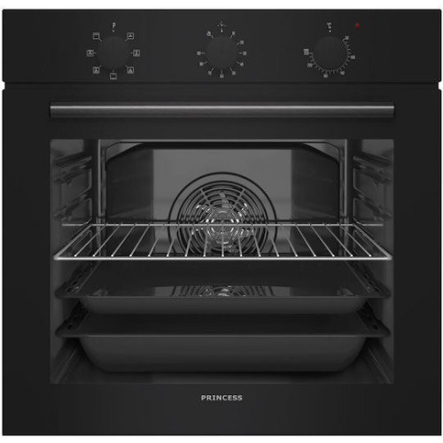 Princess Σετ εντοιχισμού FN25200B + PS 55500 Φούρνος άνω πάγκου 70lt με κεραμικές εστίες Μαύρος