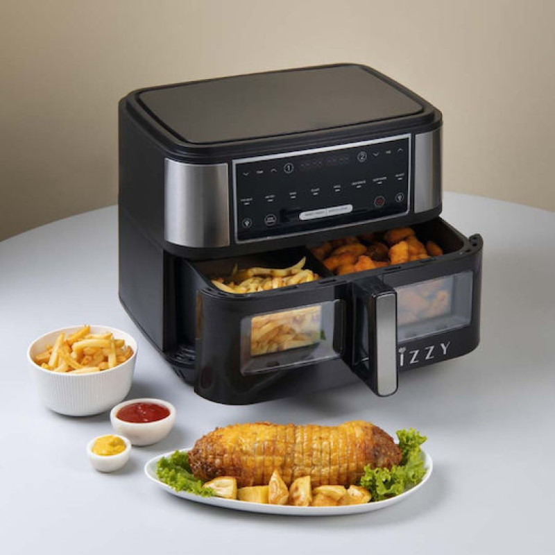 Izzy IZ-8225 Air Fryer με Διπλό Αποσπώμενο Κάδο 10lt Ασημί 