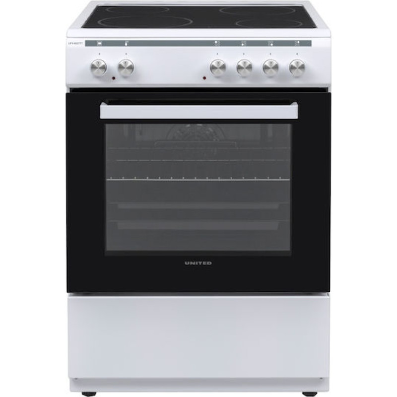 United UFV-68277T Κουζίνα 69lt με Κεραμικές Εστίες Π60cm Λευκή 