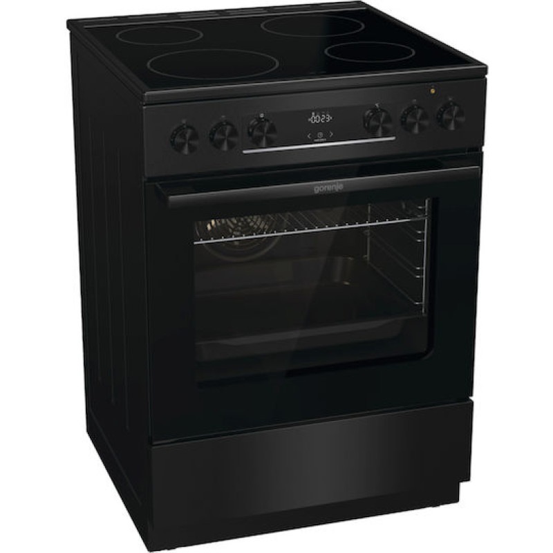 Gorenje GEC6C40BG Κουζίνα 71lt με Κεραμικές Εστίες Π60cm Μαύρη με 4ετή εγγύηση 