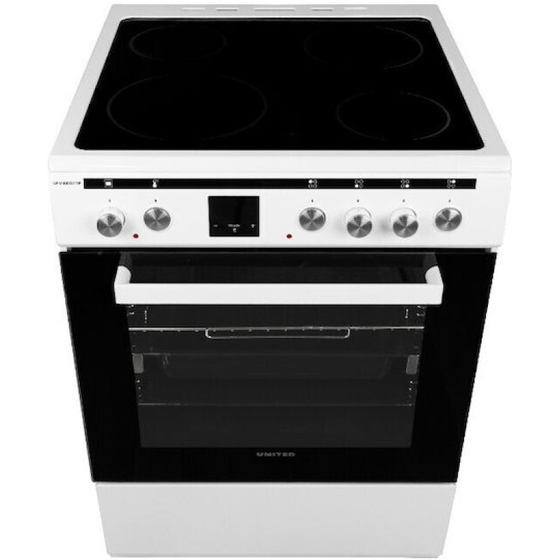 United UFV-68287TP Κουζίνα 69lt με Κεραμικές Εστίες Π60εκ. Λευκή