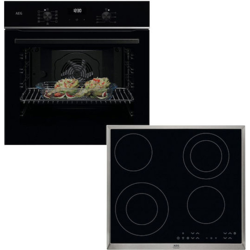 AEG Σέτ TU5AB21FSB + HK634021XB Φούρνος άνω Πάγκου 72lt με Κεραμικές Εστίες Π59.4εκ. Μαύρος