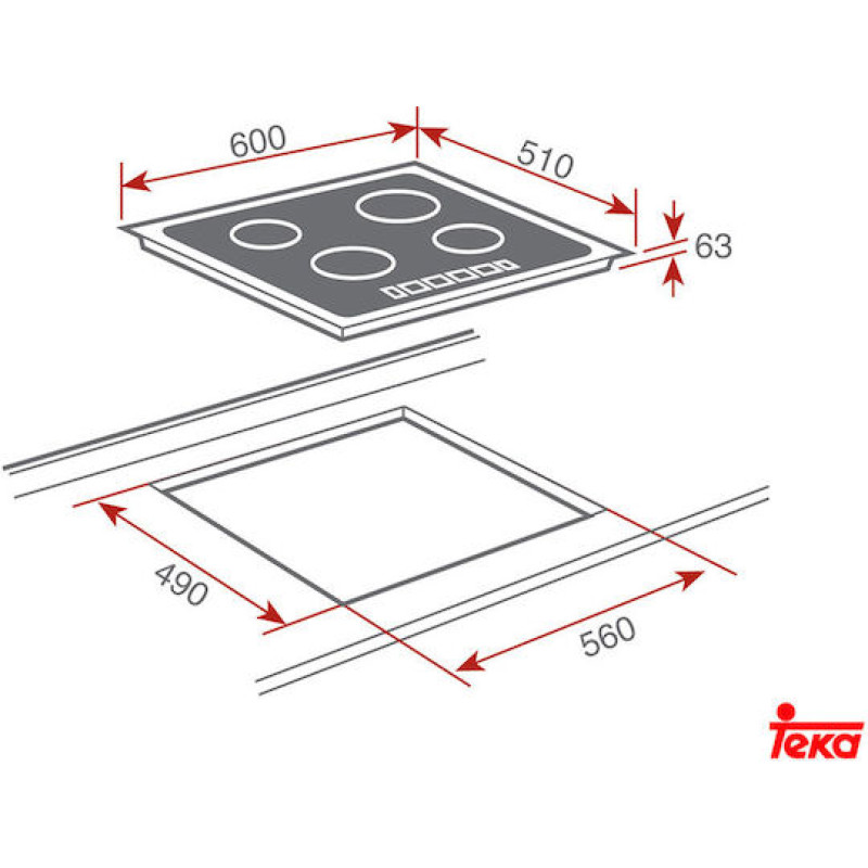 Teka Set HSB 6360 SS + TBC 64010 Πολυλειτουργικός Φούρνος 71lt & Κεραμική Εστία Αυτόνομη Μαύρη