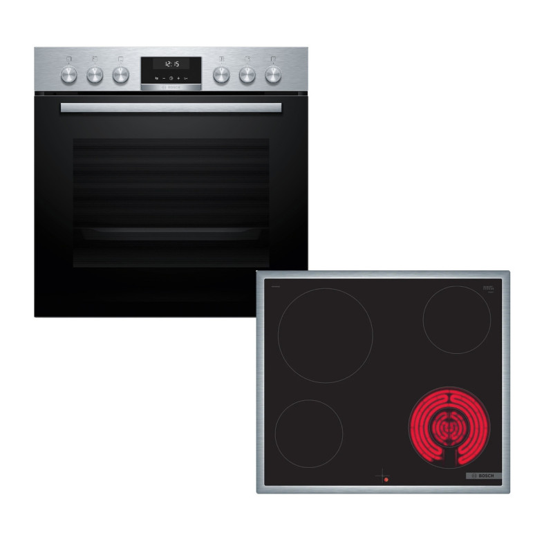 Bosch BA53CN03 (HEG537BS4+ NKF645GA2E) 71lt SET Φούρνος κάτω Πάγκου με Κεραμικές Εστίες 