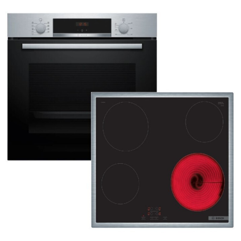 Bosch BA51FN03 (HBA514BS3+PKE645BA2E) Φούρνος άνω Πάγκου 71lt με Κεραμικές Εστίες Π59.4εκ. Μαύρος