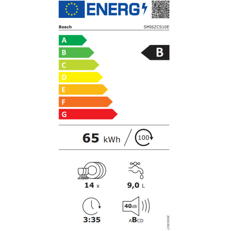Bosch SMI6ZCS10E   Εντοιχιζόμενο Πλυντήριο Πιάτων για 14 Σερβίτσια Π59.8xY81.5εκ. Inox με  Home Connect