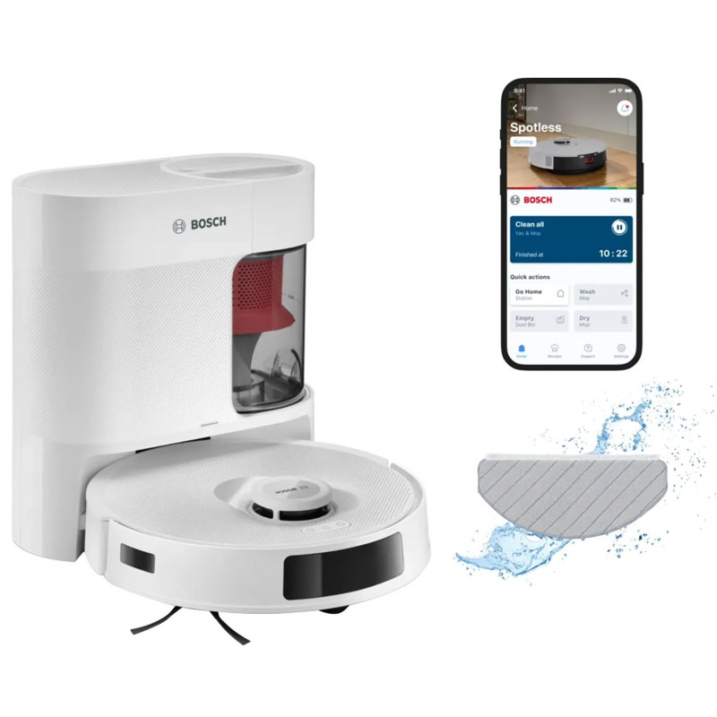 Bosch BCRD2W  SPOTLESS ADVANCED για Σκούπισμα και Σφουγγάρισμα Λευκό Σκούπα Ρομπότ με WiFi