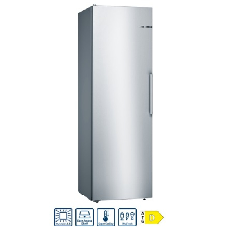  Bosch KSV36CIDP μονόπορτη συντήρηση, Σειράς 4, 186 x 60 cm, Brushed steel anti-fingerprint
