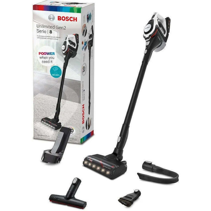 Bosch Unlimited Gen2 BBS8214 Επαναφορτιζόμενη Σκούπα Stick 18V Λευκή