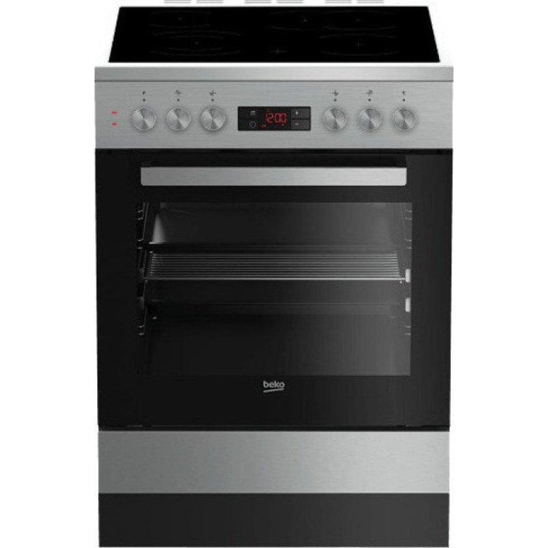 Beko FSM 67320 DXT Κεραμική Κουζίνα 60cm 72lt 4 Εστίες Inox Α
