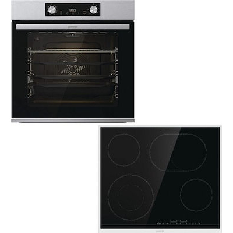 Gorenje (BPS6737E14X + ECT643BX) ΣΕΤ Φούρνος άνω Πάγκου 77lt με Κεραμικές Εστίες Π59.5εκ. Inox με 4ετή εγγύηση 