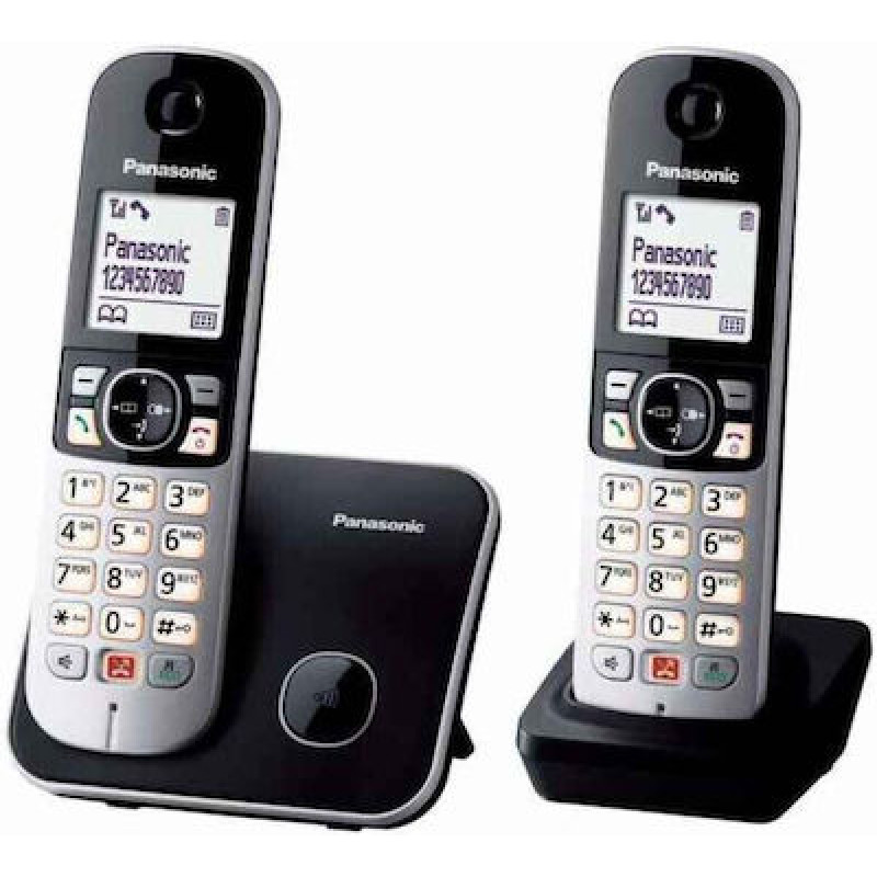 Panasonic KX-TG6852 Ασύρματο Τηλέφωνο Duo με Aνοιχτή Aκρόαση Μαύρο 