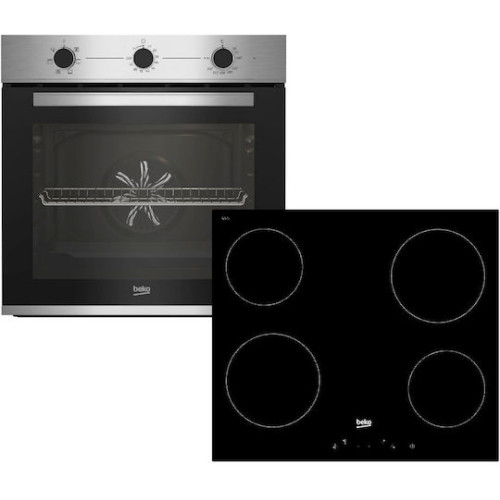 Beko BBIE12100XC + HIC 64400 E Φούρνος άνω Πάγκου 66lt με Κεραμικές Εστίες Π60cm Inox