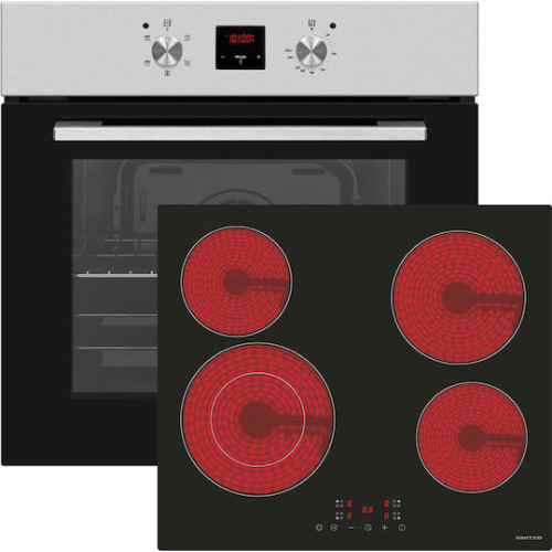 United Σετ UBO-60657TP + UBH-60464  Φούρνος άνω Πάγκου 69lt με Κεραμικές Εστίες Π59.5εκ. Inox
