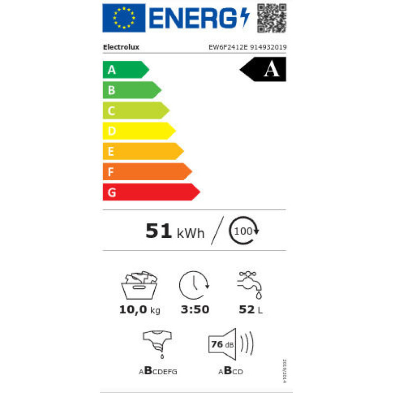 Electrolux EW6F2412E 600 SensiCare Πλυντήριο Ρούχων 10kg 1400 Στροφών  