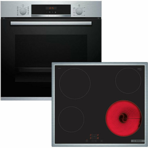 Bosch HBA534ES4 + PKE645BA2E Φούρνος άνω Πάγκου 71lt με Κεραμικές Εστίες Π59.4εκ. Inox