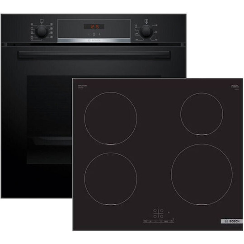 Bosch HBA514BB3 + PUE611BB5E  Σετ Φούρνος άνω Πάγκου 71lt με Κεραμικές Εστίες Π59.4εκ. Μαύρος 