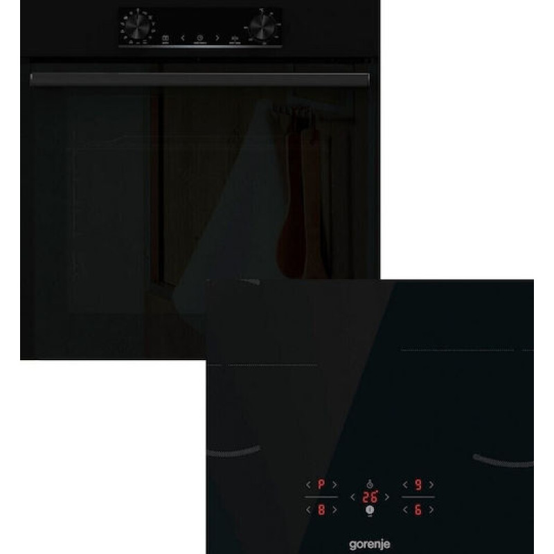 Gorenje (BO3PE6C06) BOP6737E02BK + GI601FMC Φούρνος άνω Πάγκου 77lt με Επαγωγικές Εστίες Π60cm Μαύρος  με 4ετή εγγύηση 