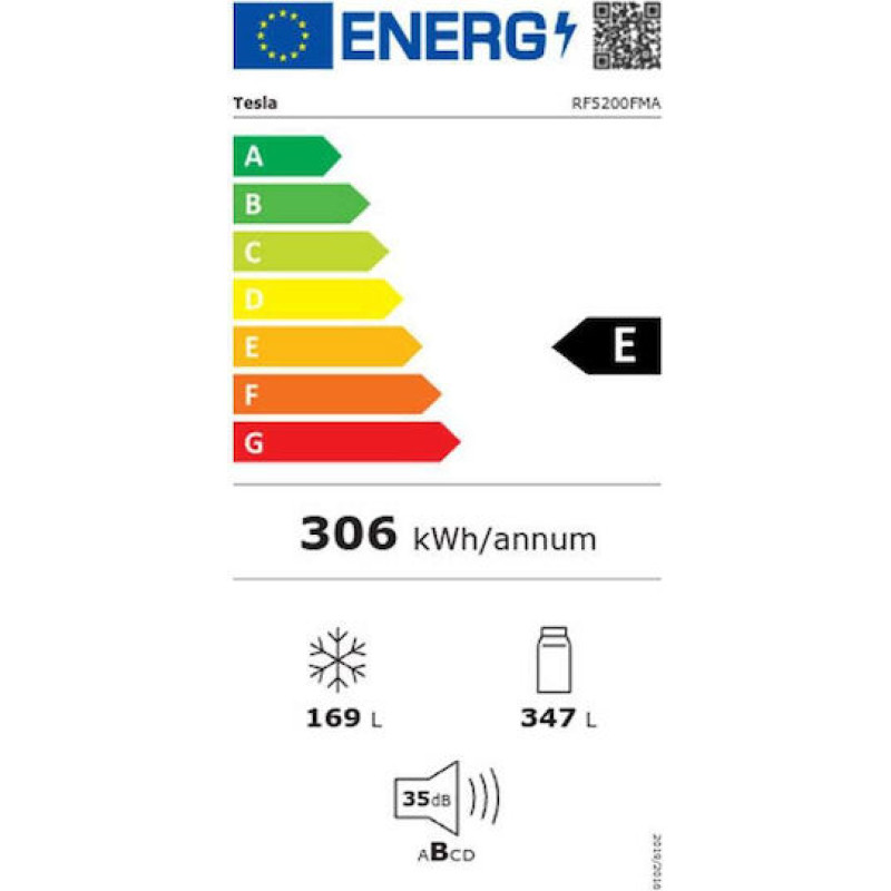 Tesla RF5200FMAE Ψυγειοκαταψύκτης 512lt Total NoFrost Υ189.8xΠ83.3xΒ64.8cm Dark Inox