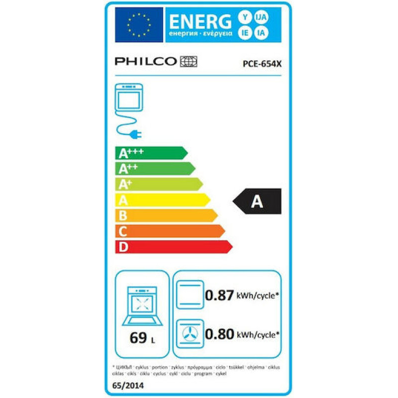 Philco PCE 654X Κουζίνα 69lt με Κεραμικές Εστίες Π60εκ. Inox 
