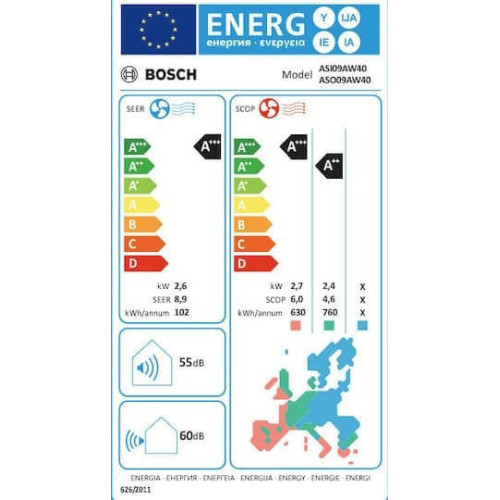 Bosch Series 6 PerfectClima ASI09AW41/ASO09AW41 Κλιματιστικό Inverter 9000 BTU A+++/A++ με WiFi