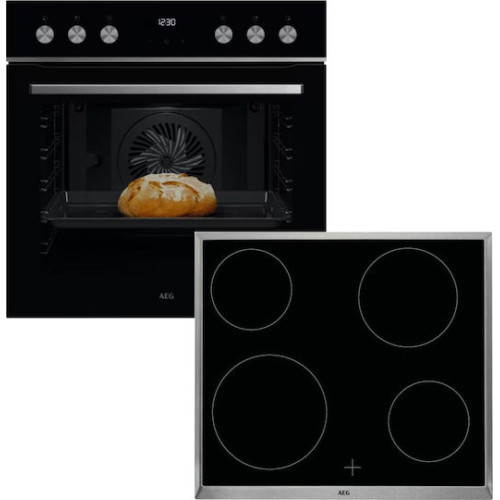 AEG OA5AE20AB +TA64RA00XB Set Φούρνος κάτω Πάγκου 71lt με Κεραμικές Εστίες Π60εκ. Μαύρος