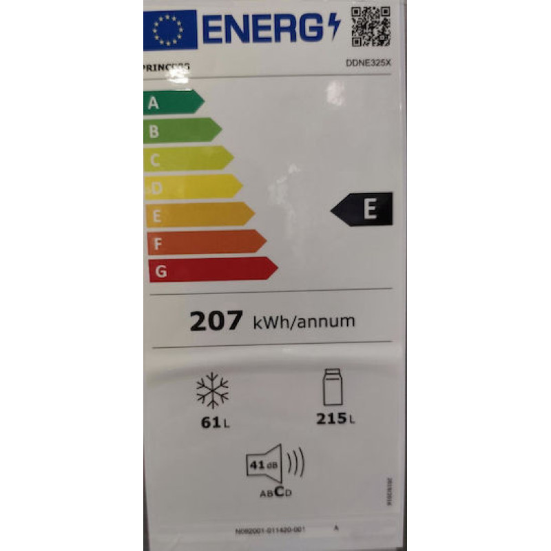 Princess DDNE325x Ψυγείο Δίπορτο 276lt Total NoFrost Υ168xΠ55xΒ57εκ. Inox 