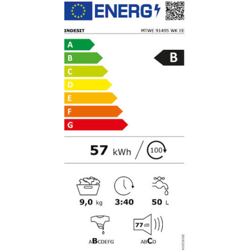 Indesit MTWE 91495 WK EE Πλυντήριο Ρούχων 9kg 1400 Στροφών 