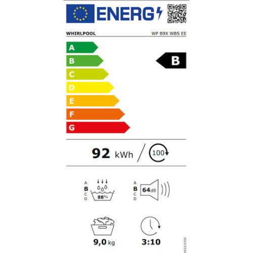 Whirlpool WP B9X WBS EE Στεγνωτήριο 9kg με Αντλία Θερμότητας